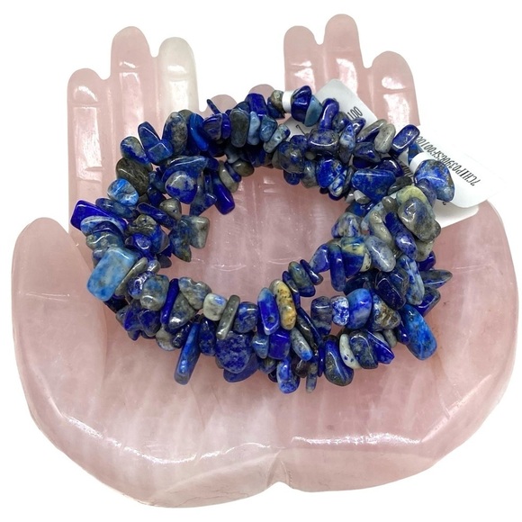 Artisan Jewelry - Lapis Lazuli Gemstone Chips Beaded Stretch Bracelet